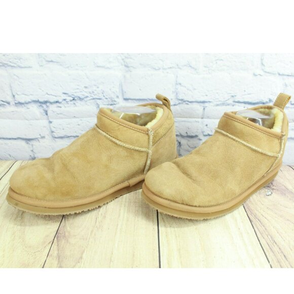 LL Bean Brown Suede Wicked Good Shearling Lined Slipper Ankle Boots Size 9 M - Picture 2 of 9